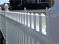 <b>PVC Picket Fence - Classic Straight Top White Picket Vinyl Fence with Gothic Styled Post Caps</b>